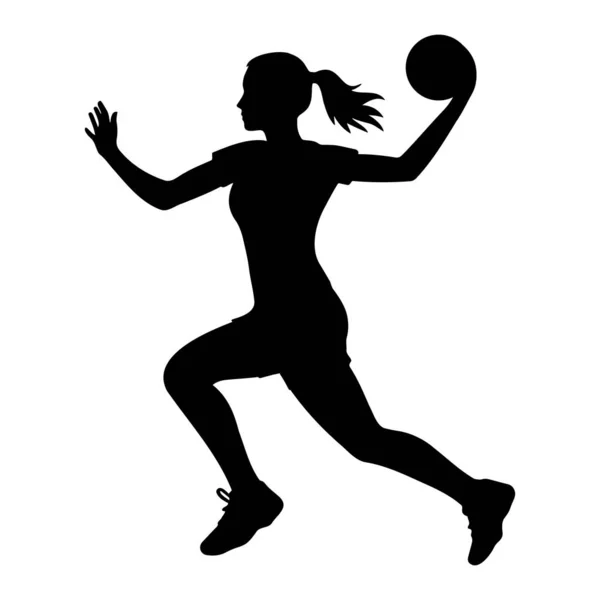 stock vector Woman Handball player silhouette. vector illustration