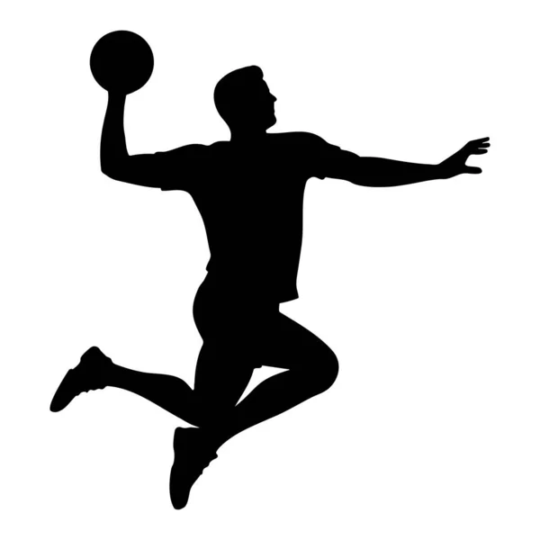 Handball Player Silhouette Vector Illustration — Stock Vector