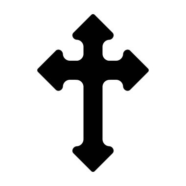 Gotik Hıristiyan Haçı siluet simgesi. Vektör illüstrasyonu