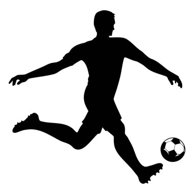 Futbol oyuncu siluet eylem. Vektör çizim
