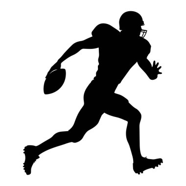 Amerikalı futbolcu silueti çalıştırıyor. Vektör illüstrasyonu