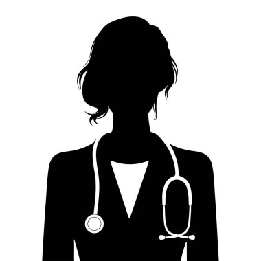 Kadın Doktor Silhouette. Vektör illüstrasyonu