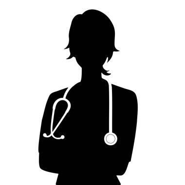 Kadın Doktor Silhouette. Vektör illüstrasyonu