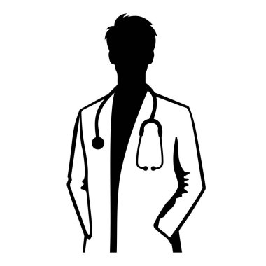 İnsan Doktor Siluet. Vektör illüstrasyonu