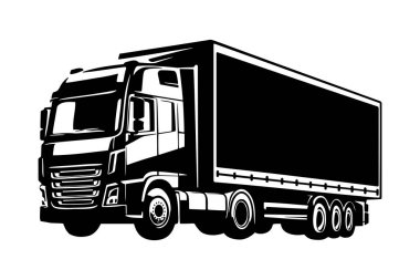 Büyük Kamyon siluet logo şablonu. Vektör illüstrasyonu