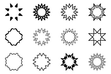 Çok köşeli yıldız dekoratif tasarım elementi. Vektör illüstrasyonu