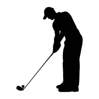 Golf oyuncusu silueti. Vektör illüstrasyonu