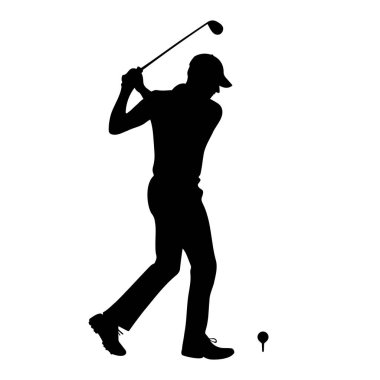 Golf oyuncusu silueti. Vektör illüstrasyonu