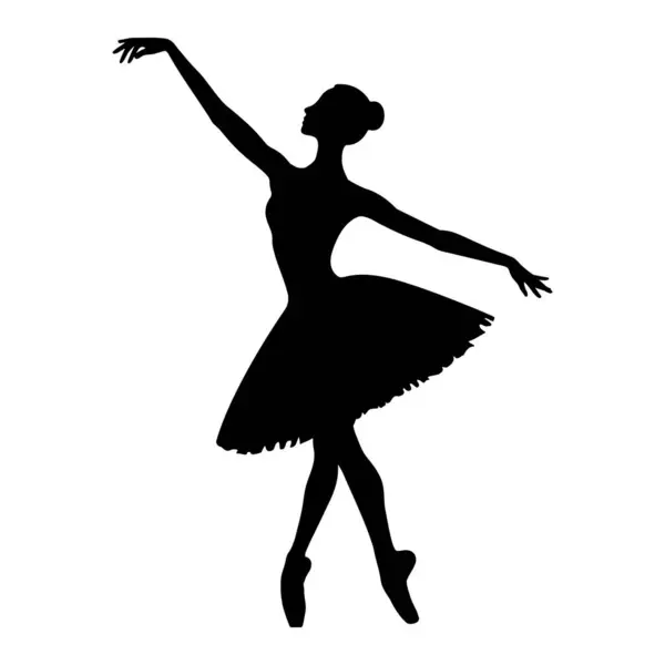 Silhouette Ballerina Danza Femminile Illustrazione Vettoriale — Vettoriale Stock