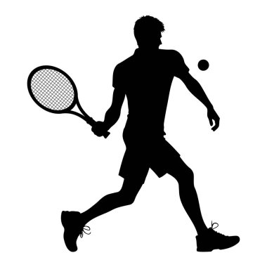 Erkek tenisçi silueti. vektör illüstrasyonu