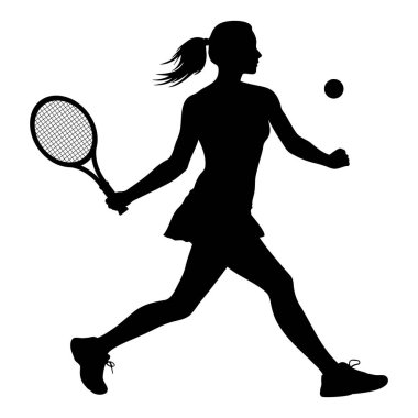 Kadın tenisçi silueti. vektör illüstrasyonu
