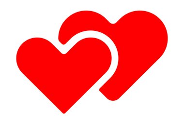 İki kalp simgesi. Sevgililer Günü 'nde. Düz vektör illüstrasyonu