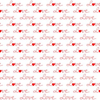 Elle çizilmiş harfler, kusursuz bir aşk mesajı arka planı. Düz vektör illüstrasyonu