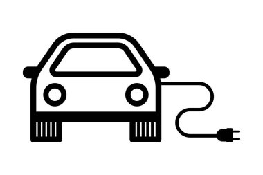 Elektrikli araba simgesi. EV elektrikli araç. Düz vektör illüstrasyonu