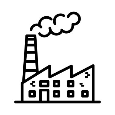 Endüstriyel yapı ikonu sembolü. Taslak vektör illüstrasyonu