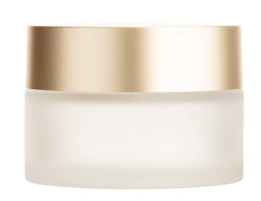 Beyaz arka planda izole edilmiş kozmetik krem kavanozu. Taşıyıcı şablonu