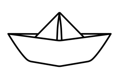 Kağıt tekne origami logo simgesi. Taslak vektör illüstrasyonu