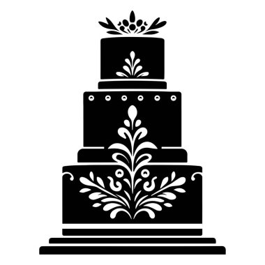 Yığılmış düğün pastası tatlı ikonu sembolü silueti. Vektör illüstrasyonu