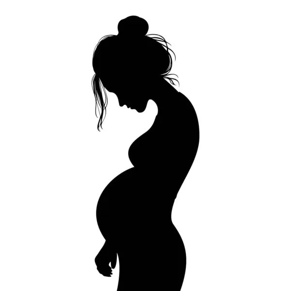 Silueta Adolescente Embarazada Ilustración Vectorial — Vector de stock