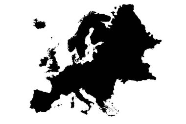 Avrupa Haritası Siluet Vektör illüstrasyon