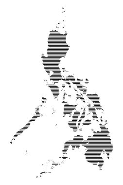 Filipinler haritalı siluet çizgili desen haritalı vektör çizimi