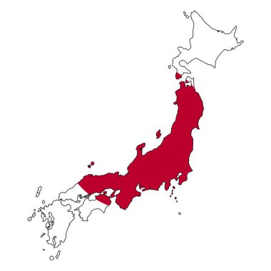 Japonya bayrak haritası vektör çizimi