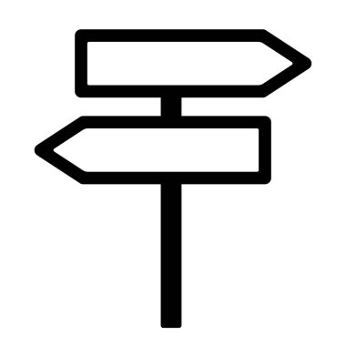 Karşıt yönlere bakan iki pankartlı işaret direği simge sembolü illüstrasyonu