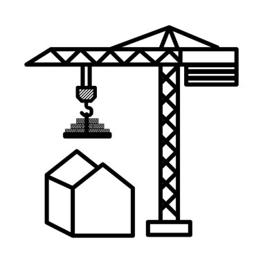 İnşaat binası simgesi. Taslak vektör illüstrasyonu