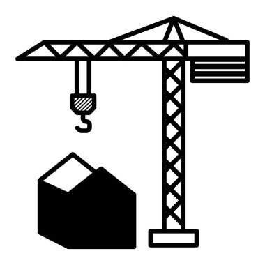 İnşaat binası simgesi. Taslak vektör illüstrasyonu