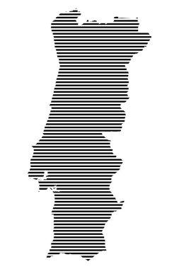 Çizgili desen vektör illüstrasyonlu Portekiz haritası