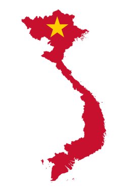 Vietnam bayrak haritası vektör çizimi