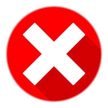 Kırmızı X simgesi simgesini çember yapın. Düz vektör illüstrasyonu