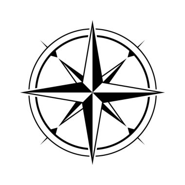 Pusula simgesi. Düz vektör illüstrasyonu