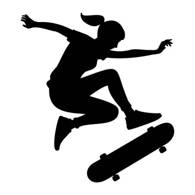 Genç bir bayan patencinin silüeti, vektör çizimi.