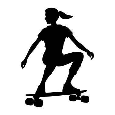 Hareket eden kadın patenci. vektör illüstrasyonu