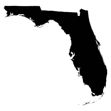 Florida eyaleti harita siluet vektör çizimi