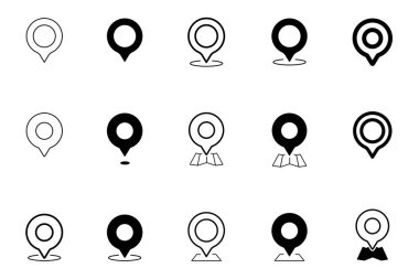 Çember Konum haritası pin vektör illüstrasyonunun simgesi