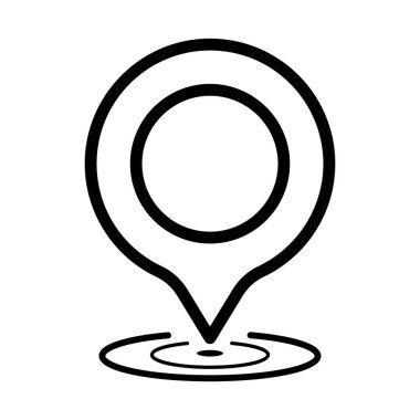 Çember Konum haritası pin simgesi ana hatlı vektör çizimi
