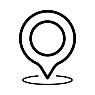 Çember Konum haritası pin simgesi ana hatlı vektör çizimi