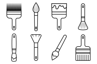 boya fırçası vektör simgesi ana hatlı Victor illüstrasyonunu ayarladı