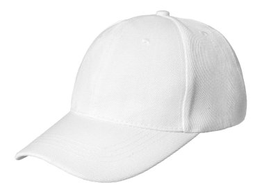 Beyaz arka planda boş beyaz beysbol şapkasının profil görüntüsü. Şablon Ayarla