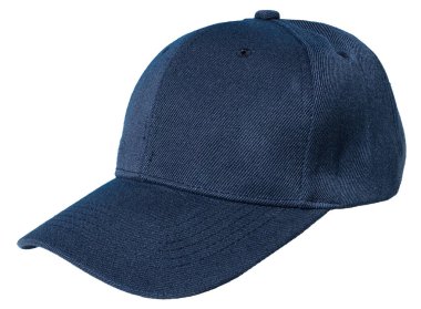 Beyaz arka planda boş mavi beysbol şapkasının yan görüntüsü. Şablon Ayarla