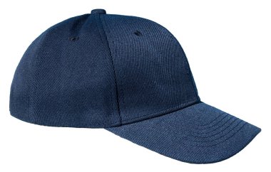 Beyaz arkaplanda boş mavi beysbol şapkasının profil görüntüsü var. Şablon Ayarla