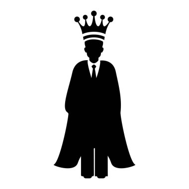 Taç ve Pelerin giyen bir iş adamının silueti başarıyı ve liderlik illüstrasyonunu simgeliyor.