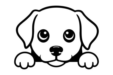 Şirin köpekçik monokrom klipsi sanat vektörü illüstrasyonu