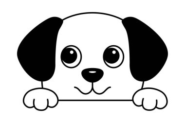 Serseri gülüşü olan sevimli köpek monokrom klipsli sanat vektörü illüstrasyonu