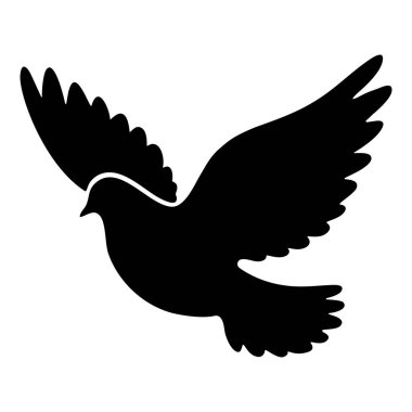 Uçan bir güvercinin basit silueti. Kutsal Ruh sembolü. Düz vektör illüstrasyonu