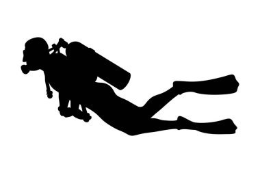 Tüplü dalış dalgıcı silueti çizimi