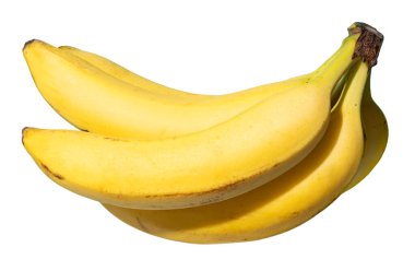 Beyaz arka planda izole edilmiş taze olgun muzlar..