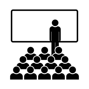 Hocam, hocam, hoparlör beyaz tahtanın yanında, simge sembolüyle konuşuyor.